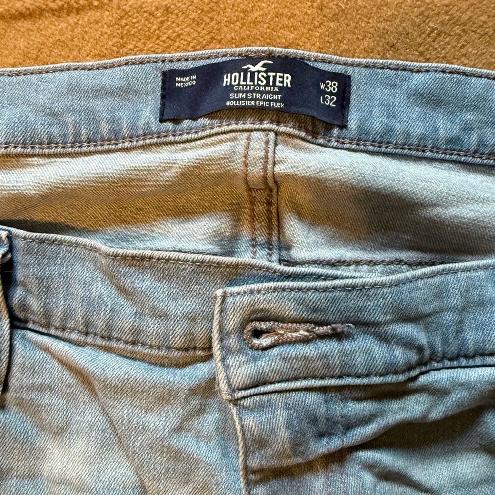 Hollister Denim Straight Jeans in Light Blue
